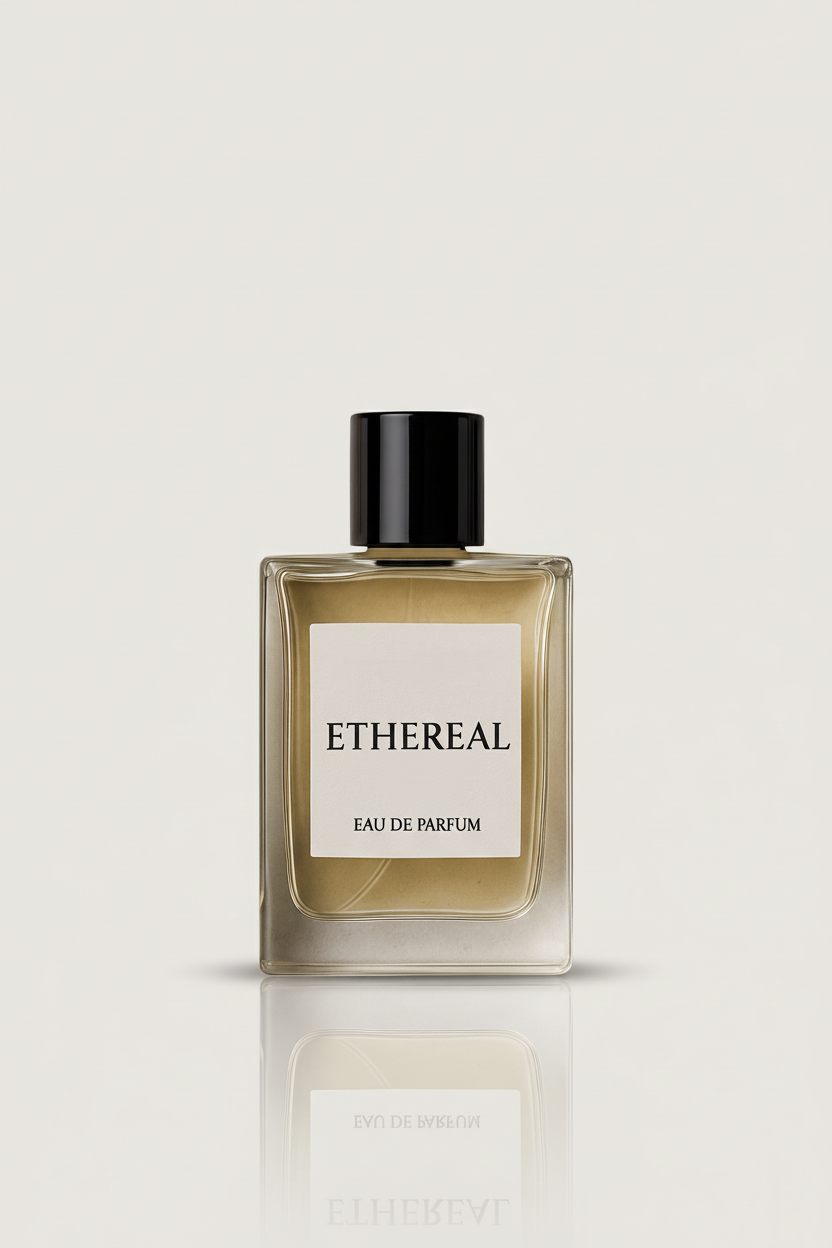 Ethereal Eau de Parfum by The Perfume Stash London – luxury women’s perfume bottle on a soft neutral background