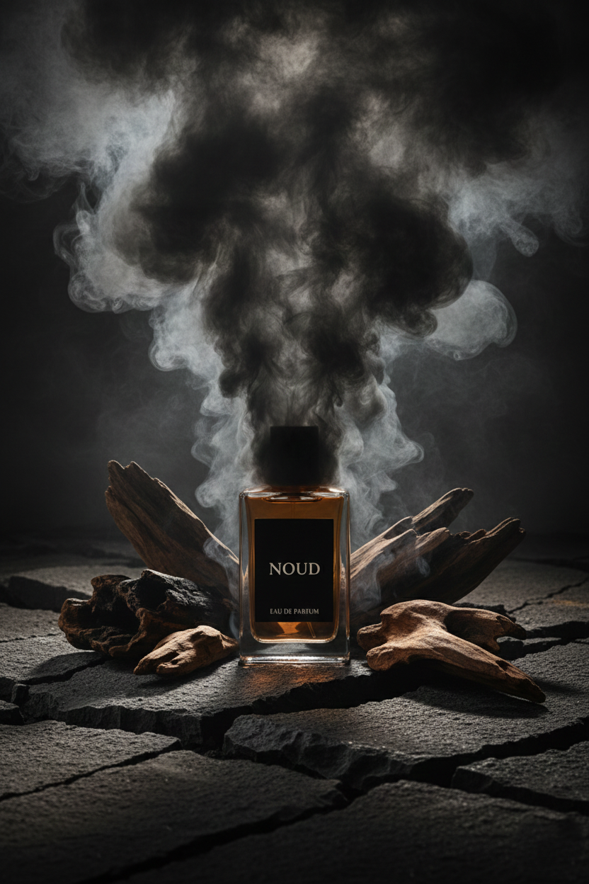 Noud Eau de Parfum by The Perfume Stash London — smoky oud, cardamom and sandalwood unisex luxury perfume in the United Kingdom
