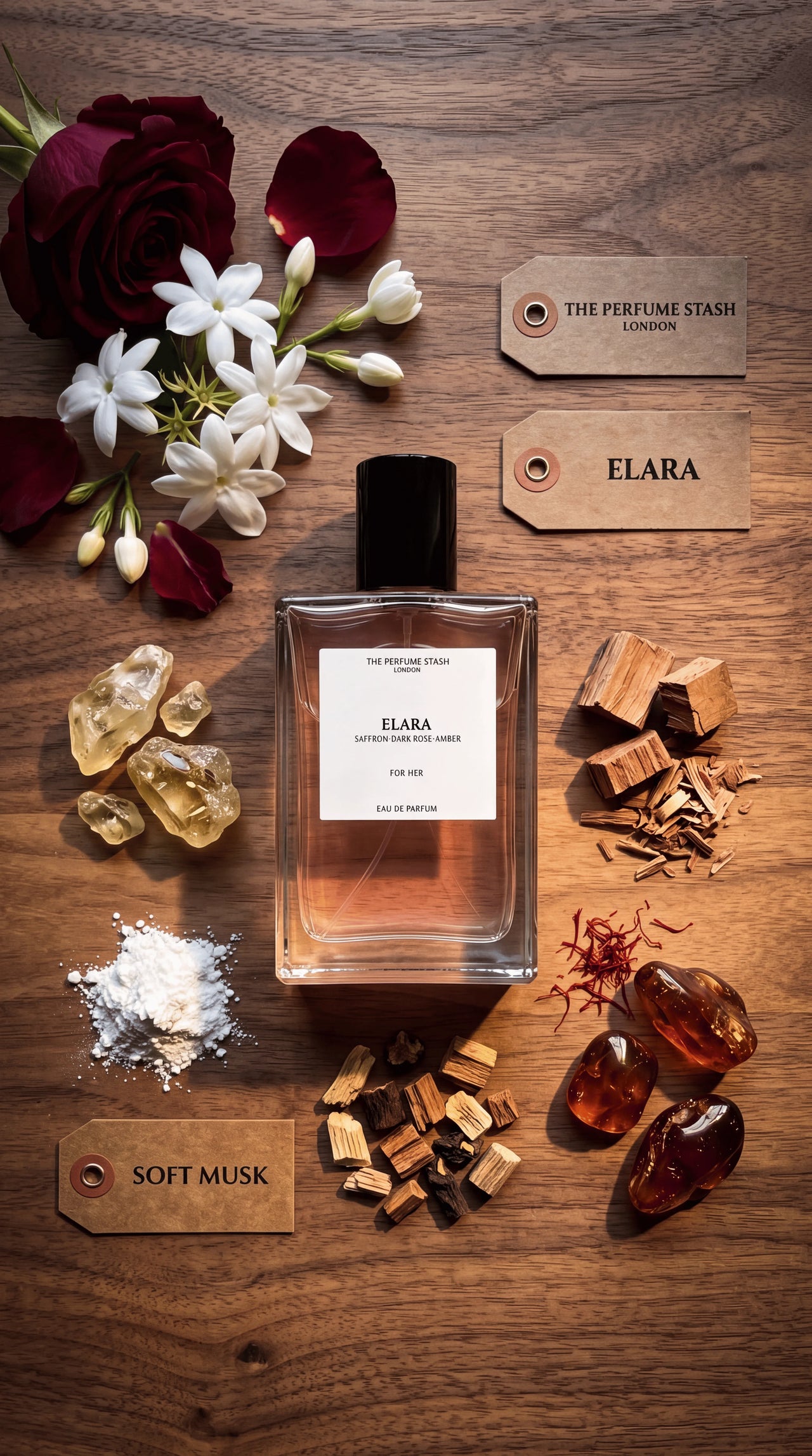 Elara – Saffron, Dark Rose & Amber - Product Image