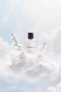 Thumbnail for Ethereal eau de parfum resting on soft clouds with white blossoms, creating a light and celestial floral perfume scene.