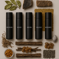 Thumbnail for Luxury men’s perfumes Obsidian, Noud, Arion, Valour, and Monarch by The Perfume Stash London – premium long-lasting fragrances UK.